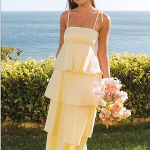 Meet Cute Dress - Pale Yellow Taffeta